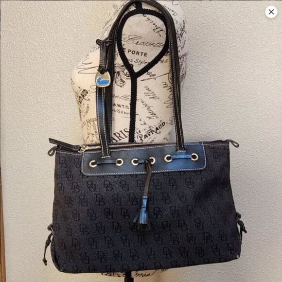 Midnight Monogram DOONEY & BOURKE Large Black Signature Shoulder Bag - Picture 1 of 9